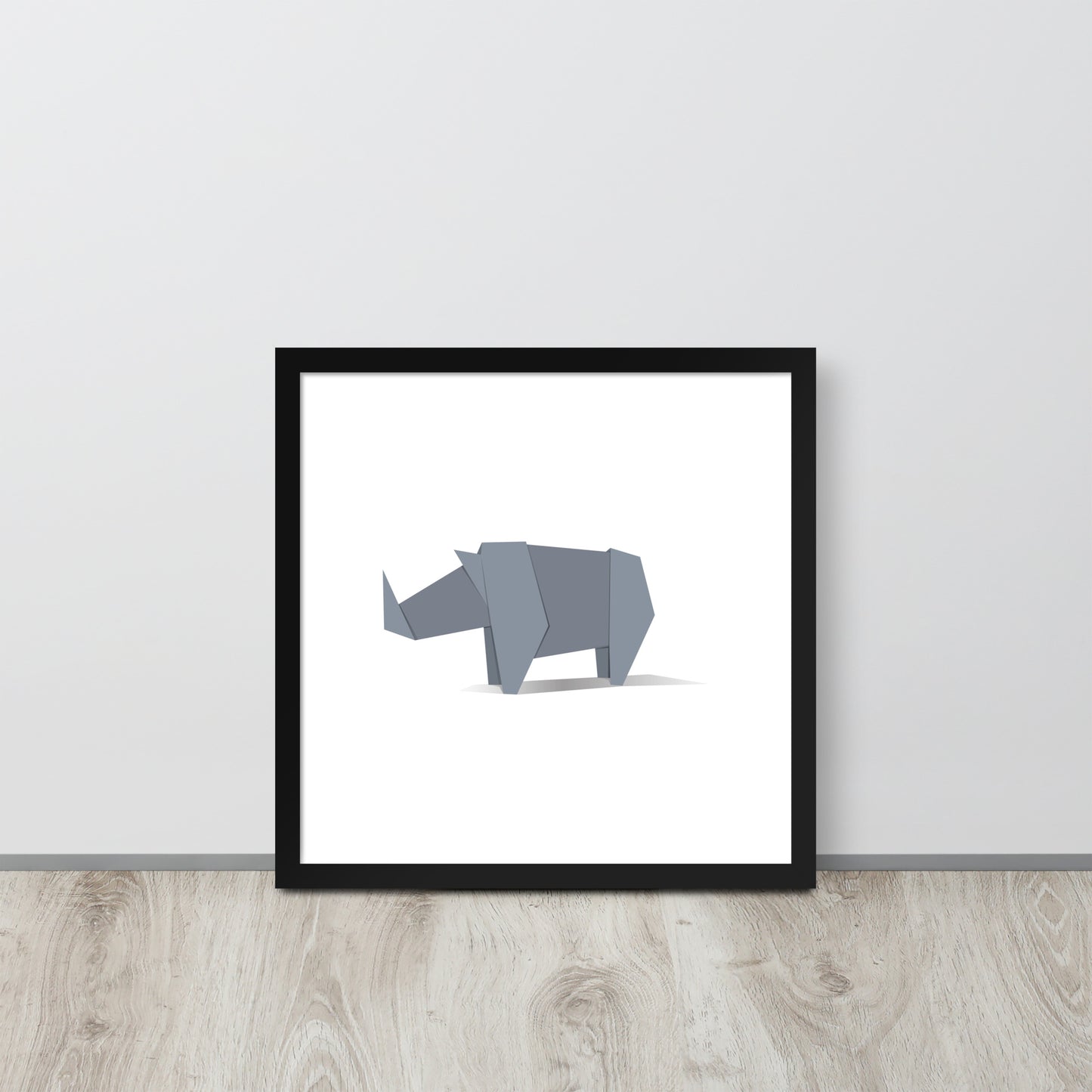 Origami Animals Rhino Indrammet plakat