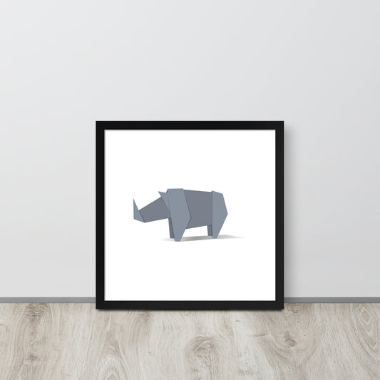 Origami Animals Rhino Indrammet plakat