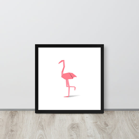 Origami Animals Flamingo Indrammet plakat