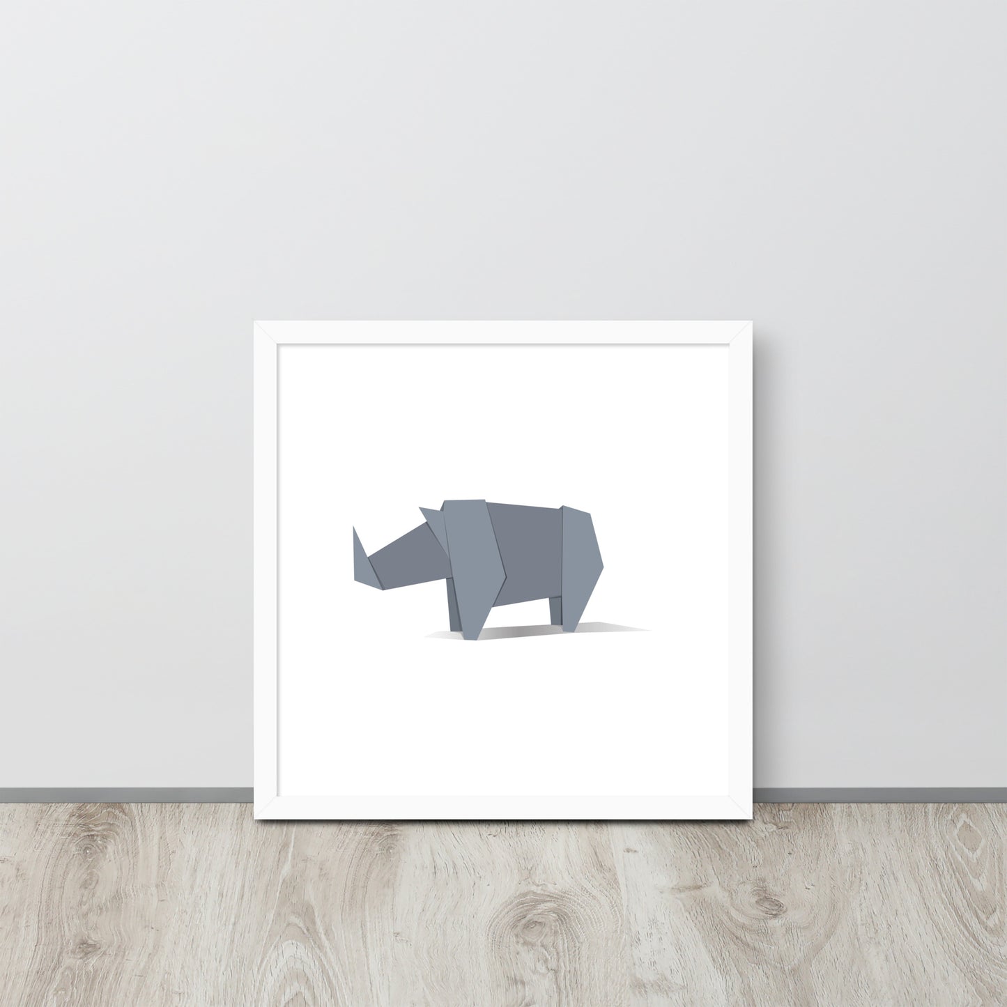 Origami Animals Rhino Indrammet plakat